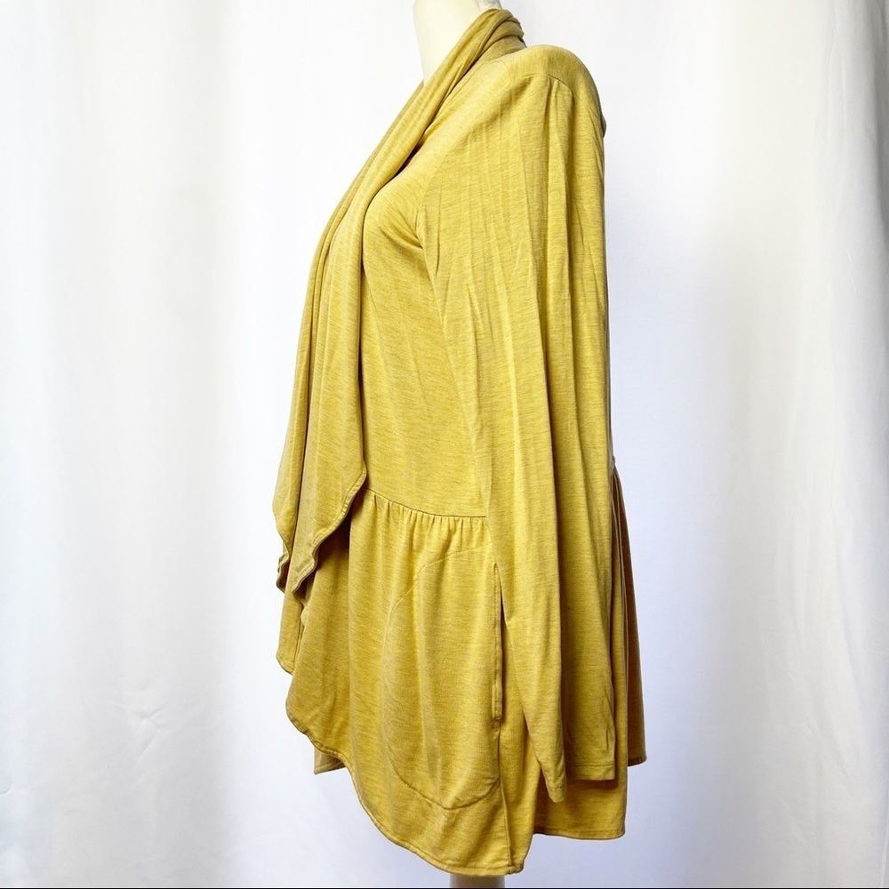 LOGO by Lori Goldstein Women’s Yellow  Open Cardigan Long Sleeve Sz M - Picture 2 of 7